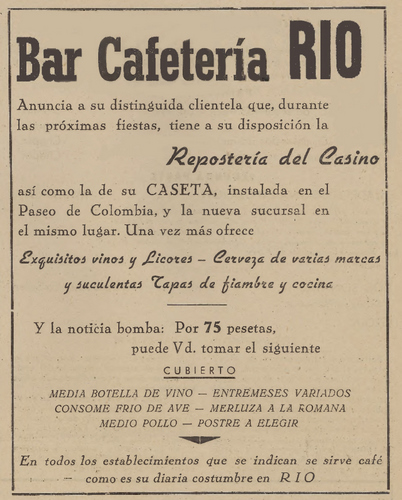 773-774. 150808. 39. Anuncio de Bar Cafetería Río. (Archivo E. Alcalá).